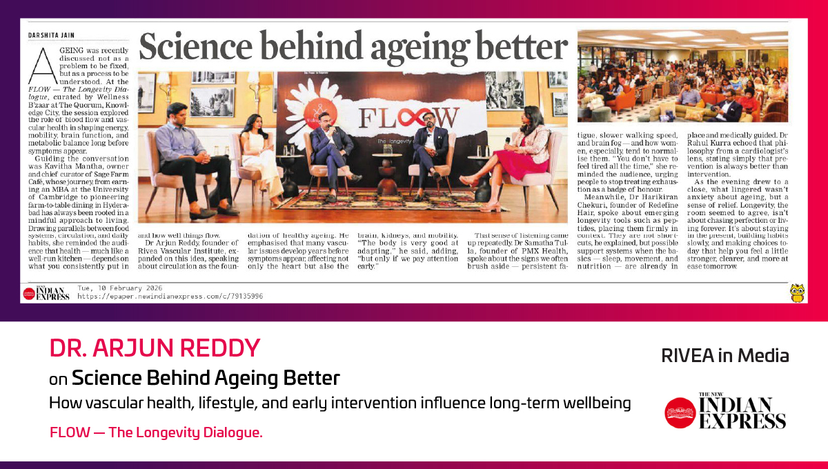 Dr. Arjun Reddy explaining the science behind ageing better at Rivea Vascular Hyderabad